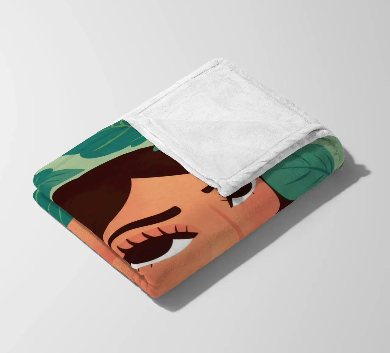 Green Leaves Redhead fleece blanket by Marigold Tiga