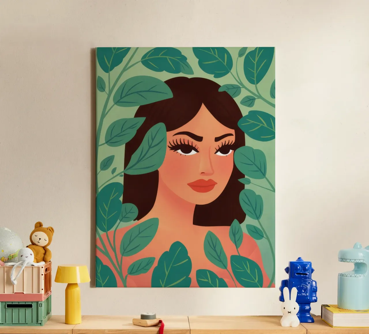 Green Leaves Redhead canvas by Marigold Tiga