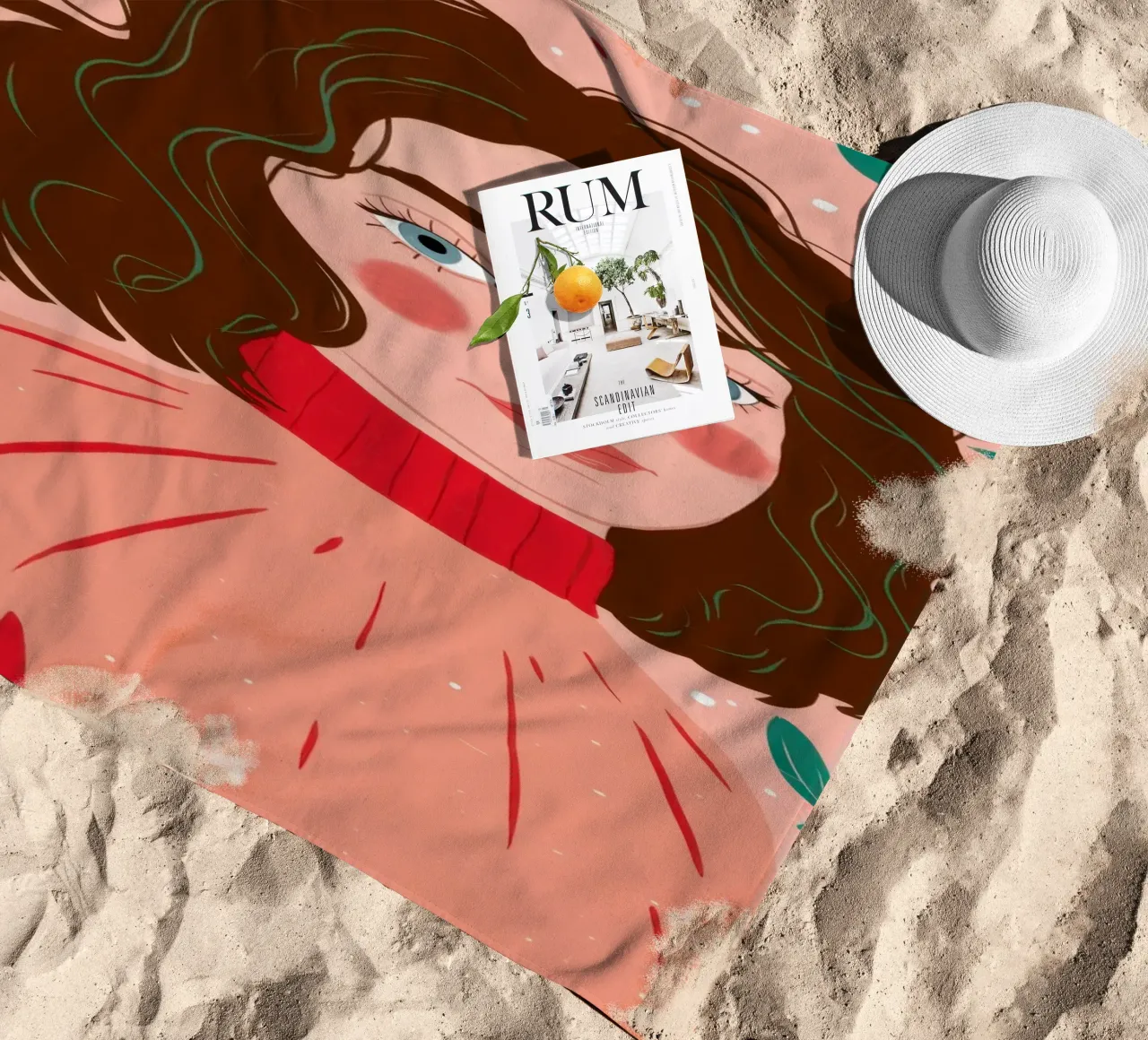 Contemplazione sul maglione rosa telo mare da Marigold Tiga