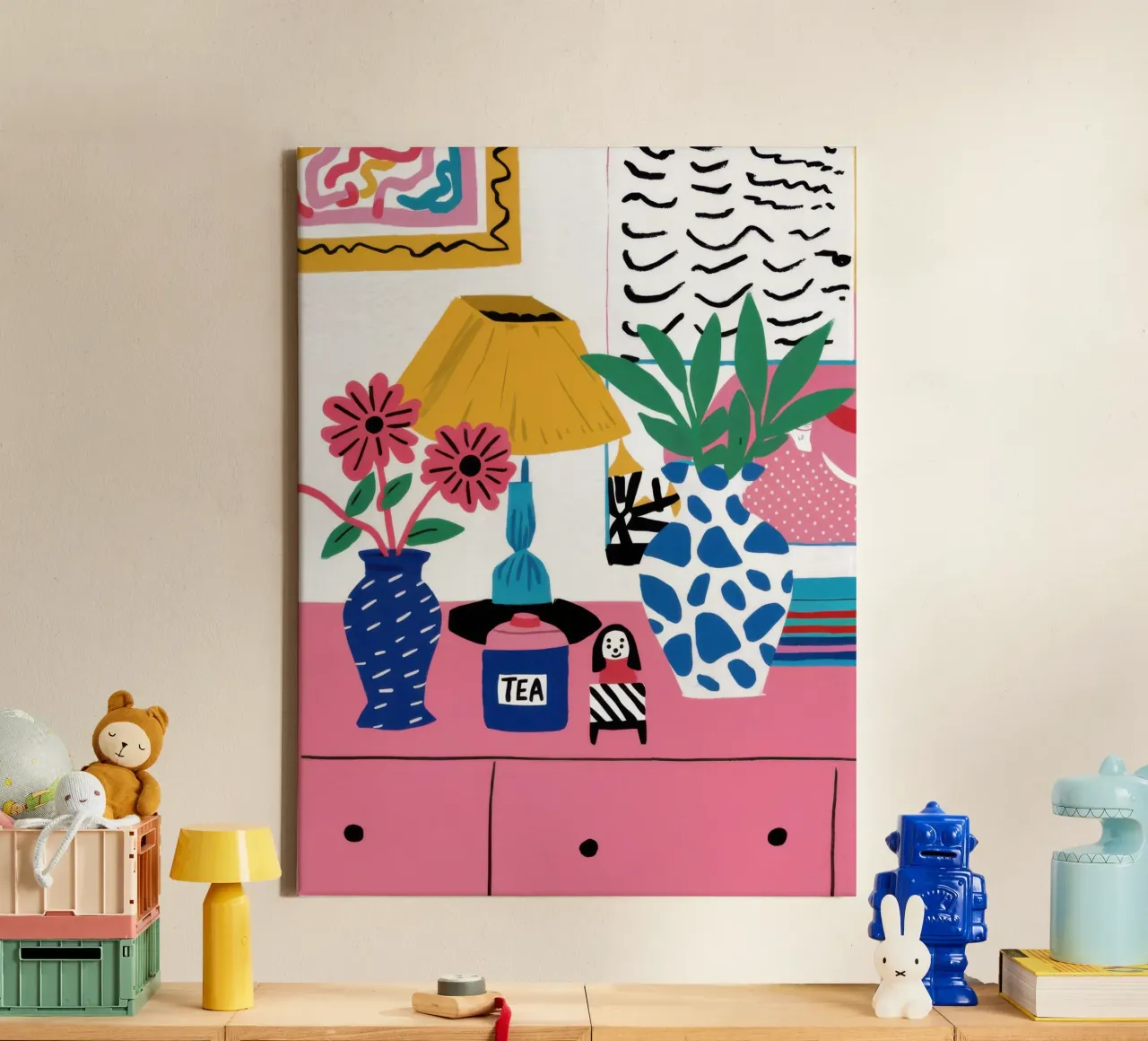 Abstract Ladenblad canvas met Baklijst van Pale Aura
