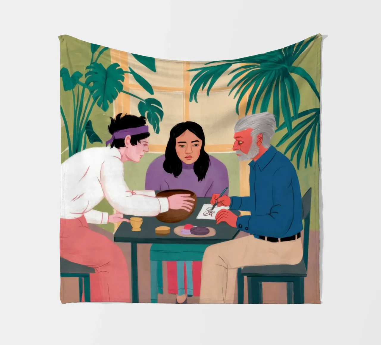 Card Game Gathering fleece blanket by Pale Aura