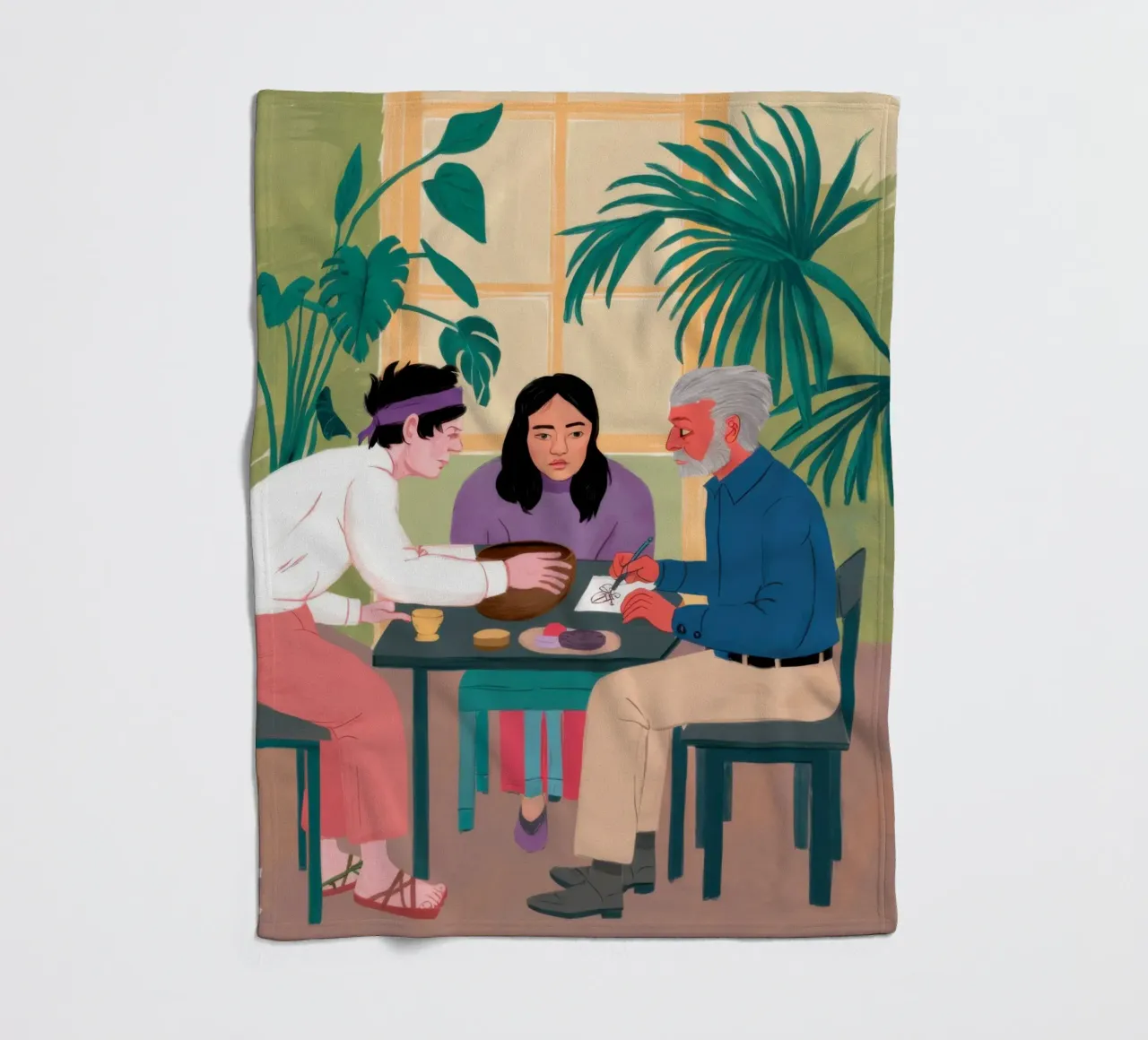 Card Game Gathering fleece blanket by Pale Aura