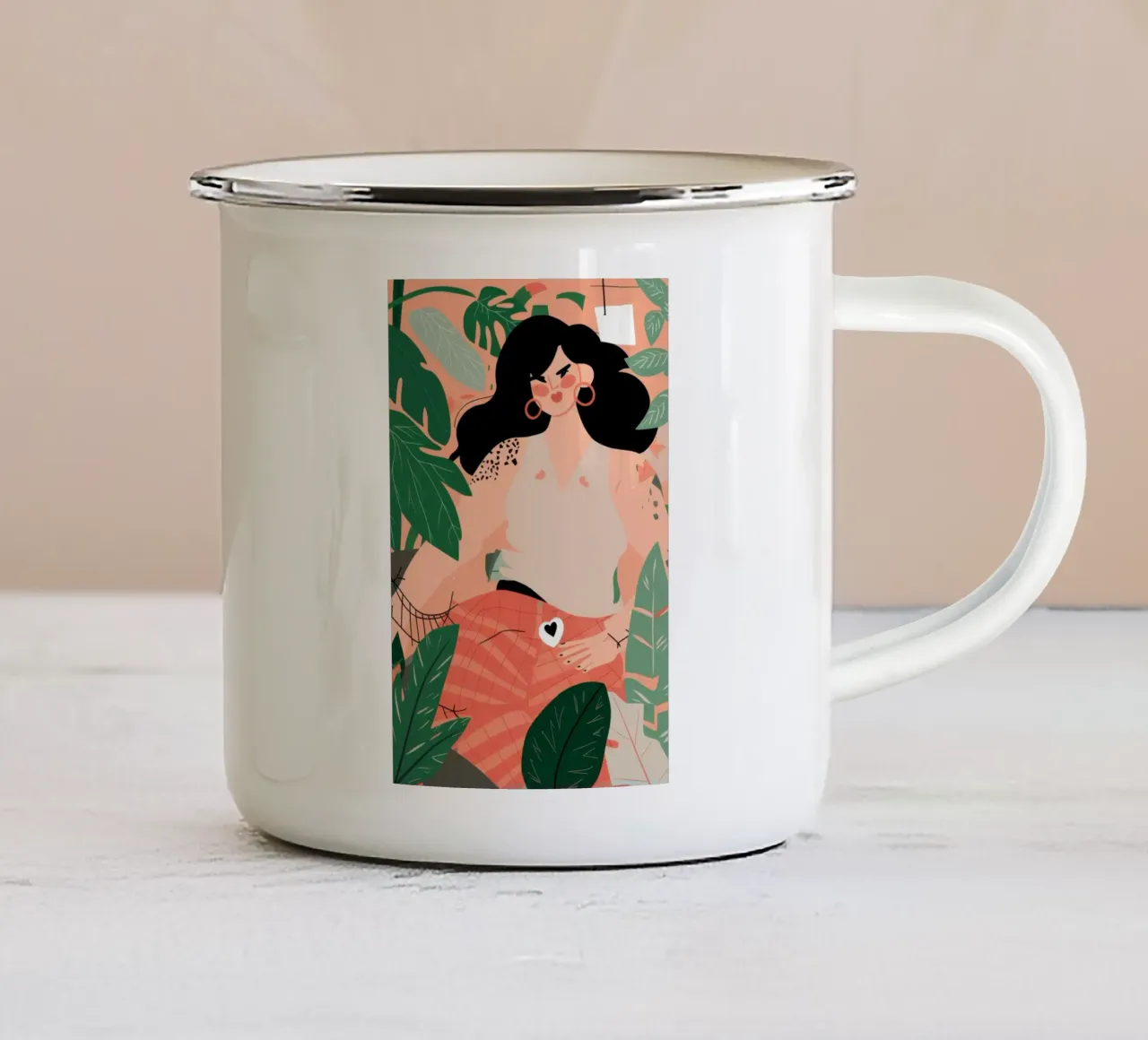 Abbraccio di pesci rossi tazza in smalto da Sentinel Glow