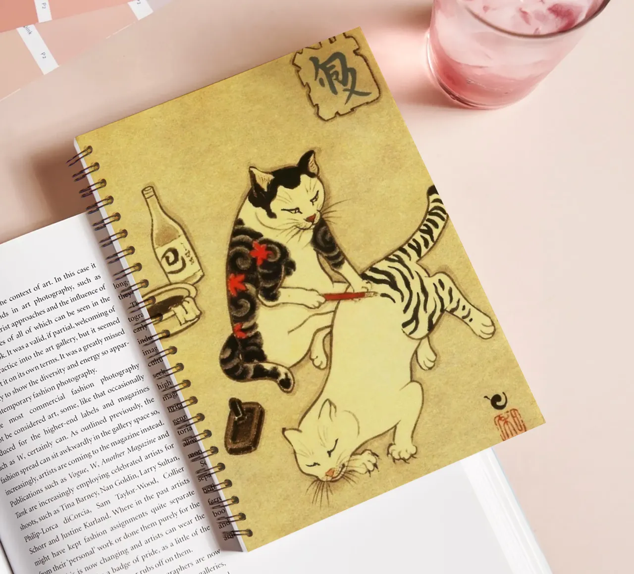 Cat Reading Poster - Wake Up and Read spiral notebook by muench benjamin