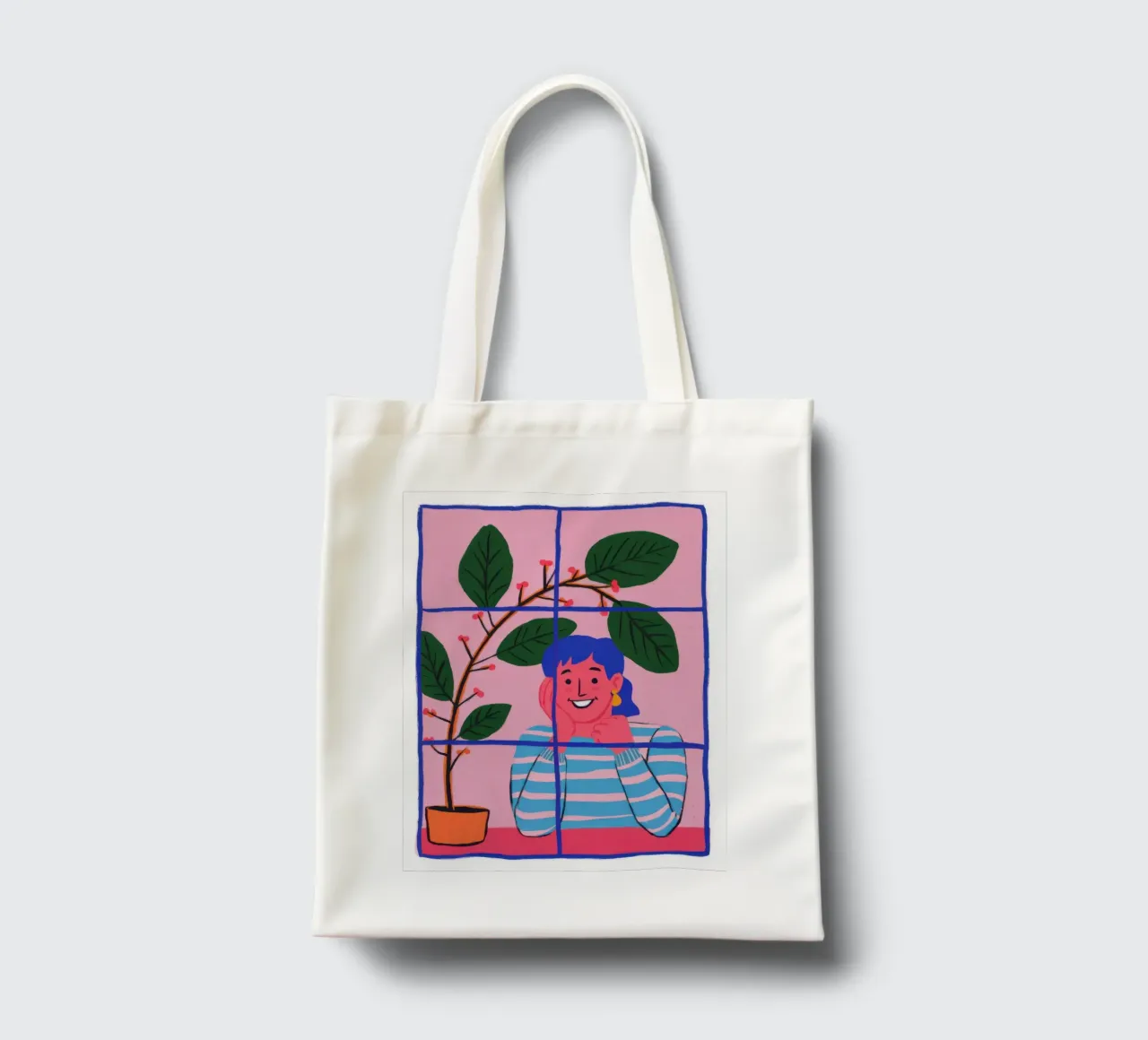 Potted Plant Window Grid tote bag by Pale Aura