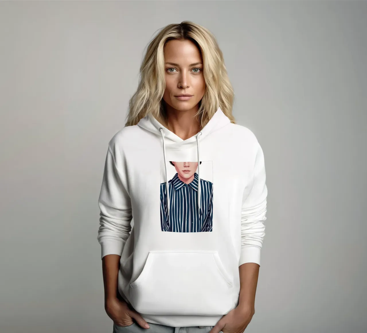 Dettaglio camicia a righe felpa con cappuccio da Pale Aura