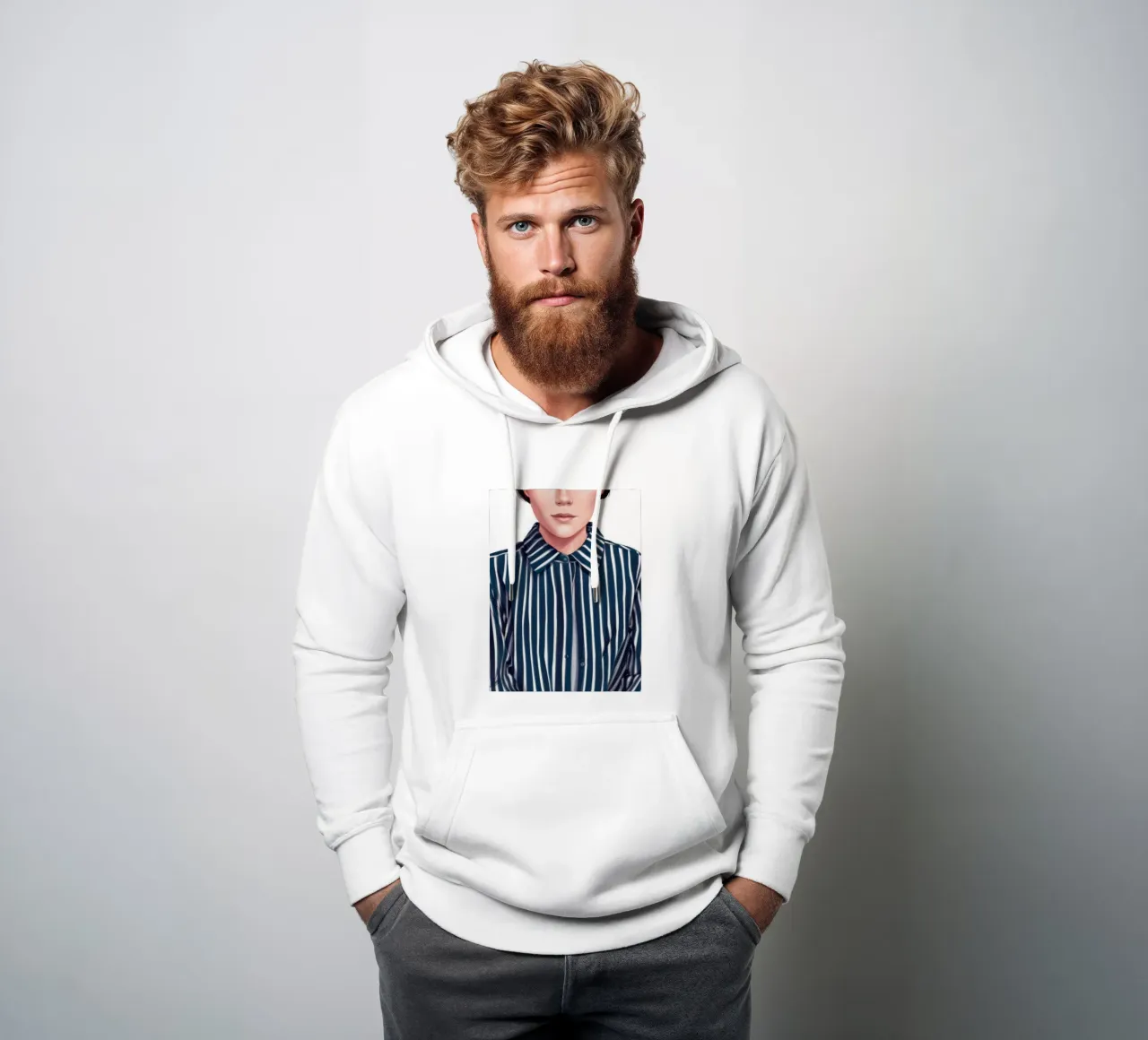 Dettaglio camicia a righe felpa con cappuccio da Pale Aura
