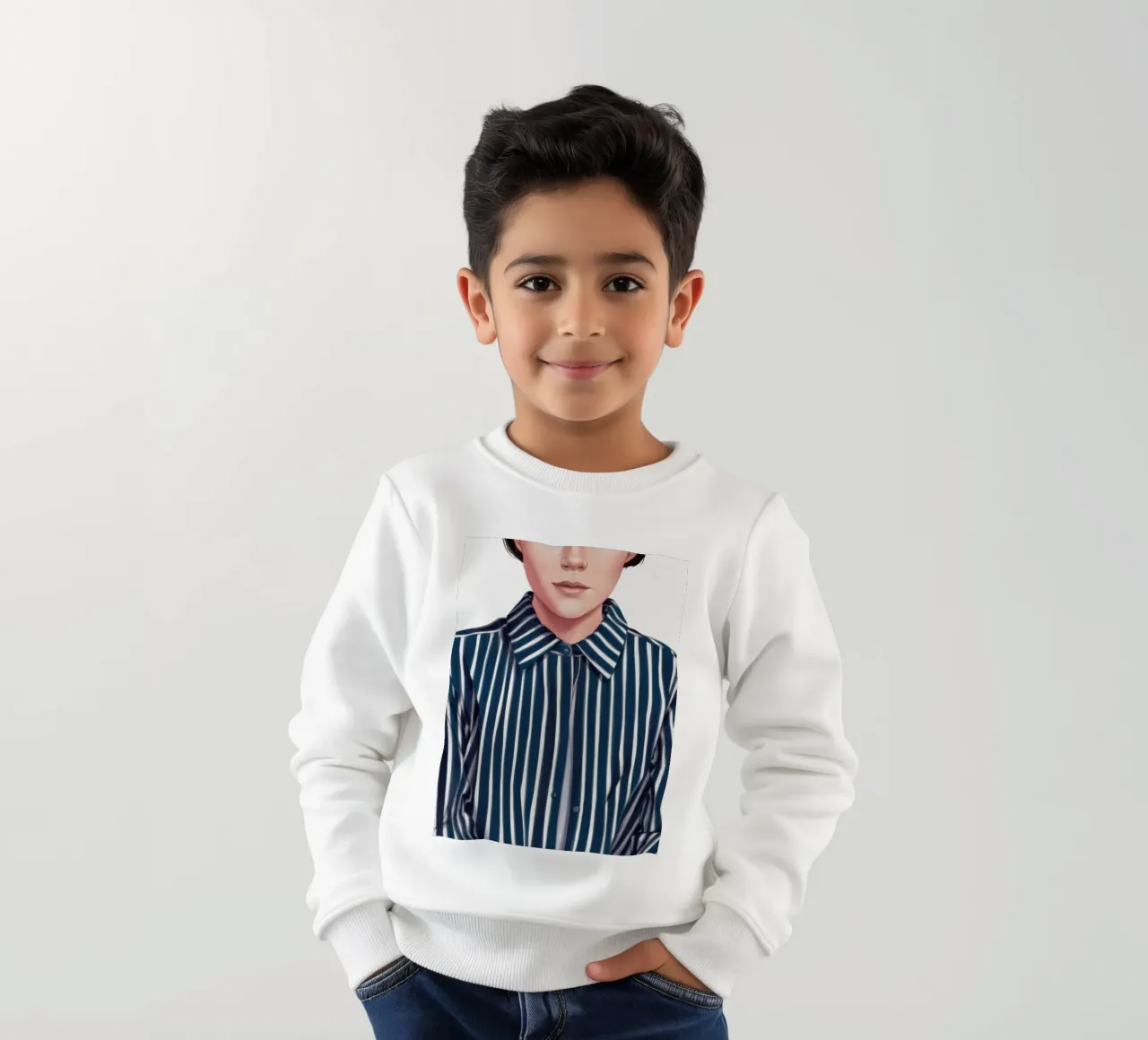 Dettaglio camicia a righe felpa bambino da Pale Aura