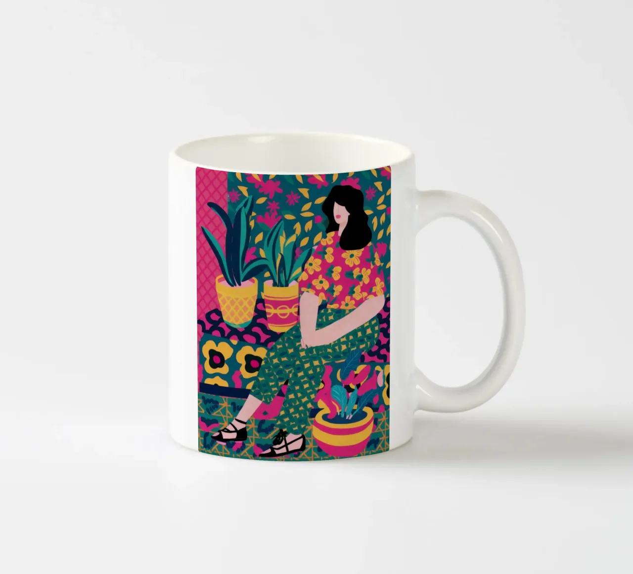 Maximalist Plant Lady ceramic mug by Marigold Tiga