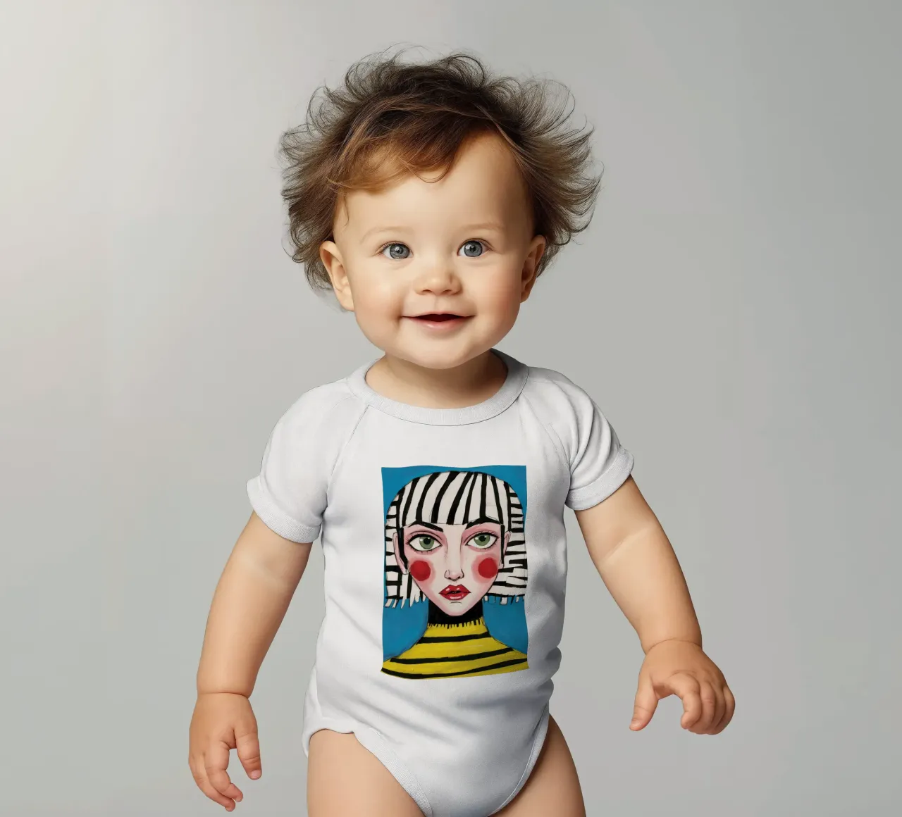 Ritratto di bob a righe body neonato maniche corte da Sentinel Glow