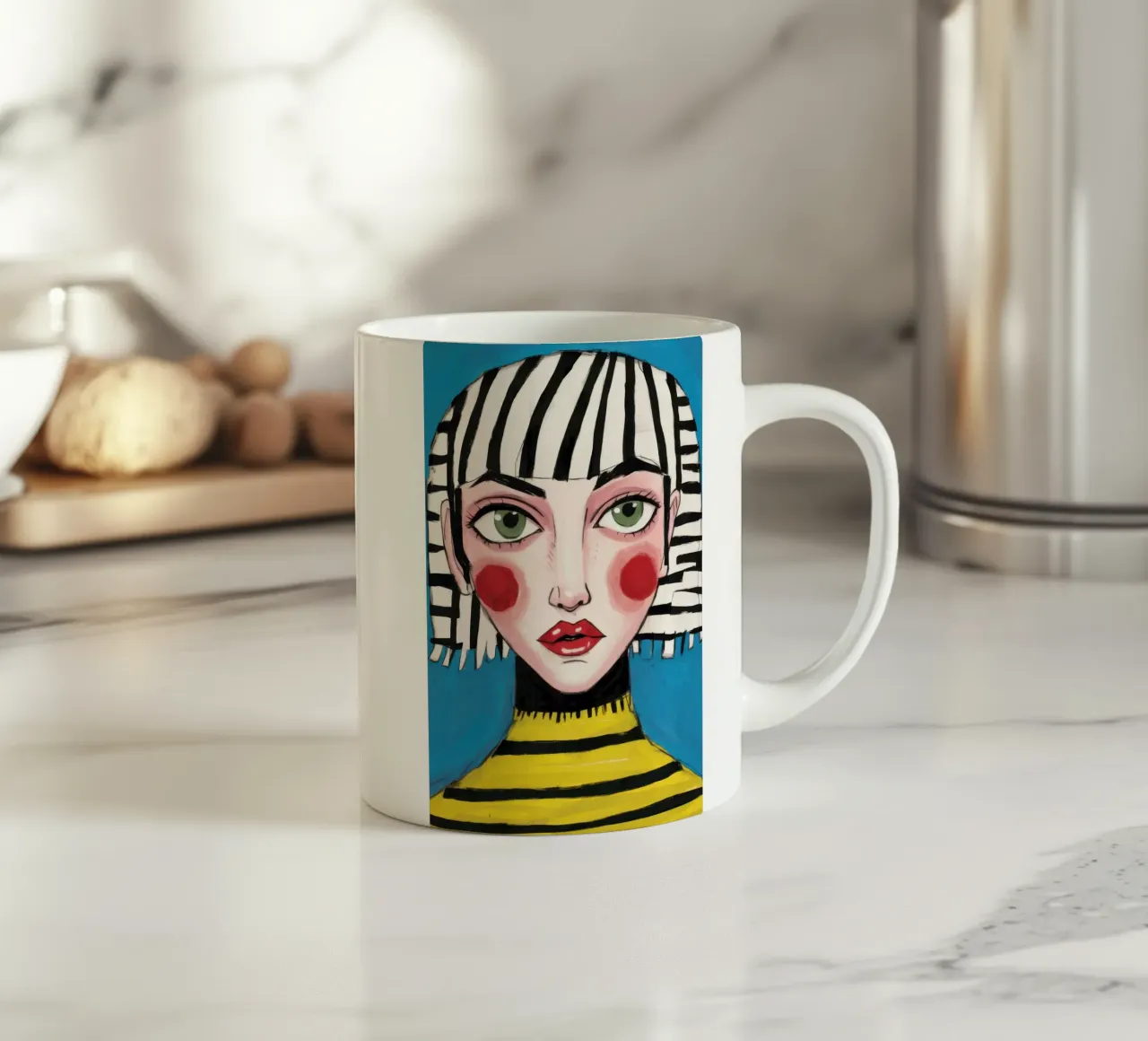 Ritratto di bob a righe tazza in ceramica da Sentinel Glow