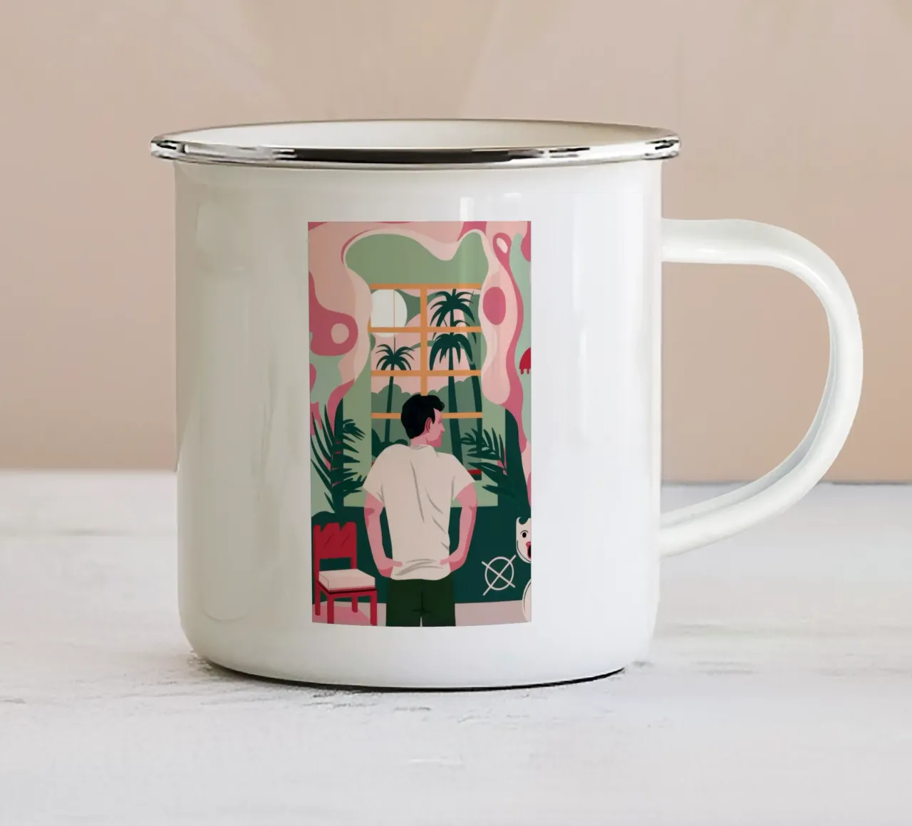 Parete rosa astratta tazza in smalto da Pale Aura