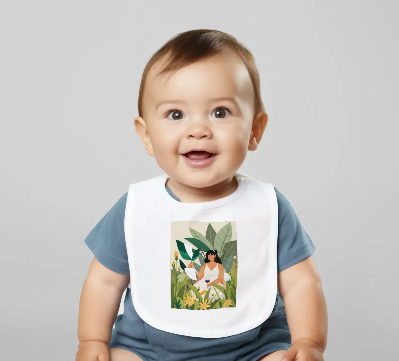 Reading in Nature baby bib by Marigold Tiga