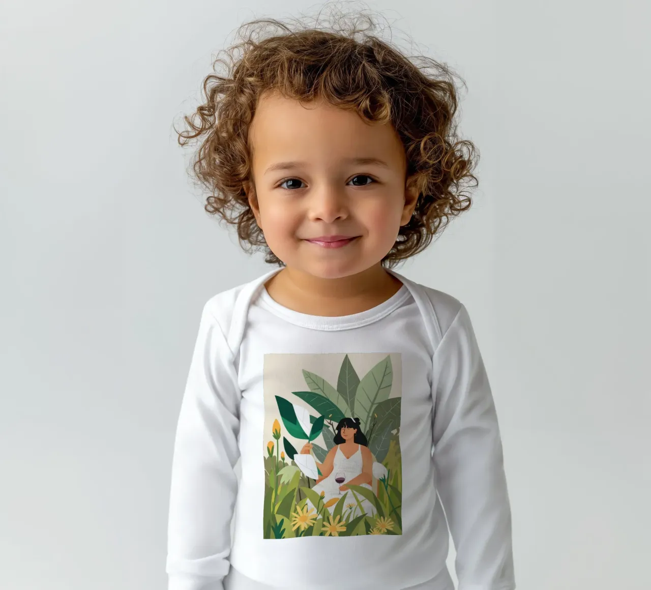 Reading in Nature long-sleeve baby romper by Marigold Tiga