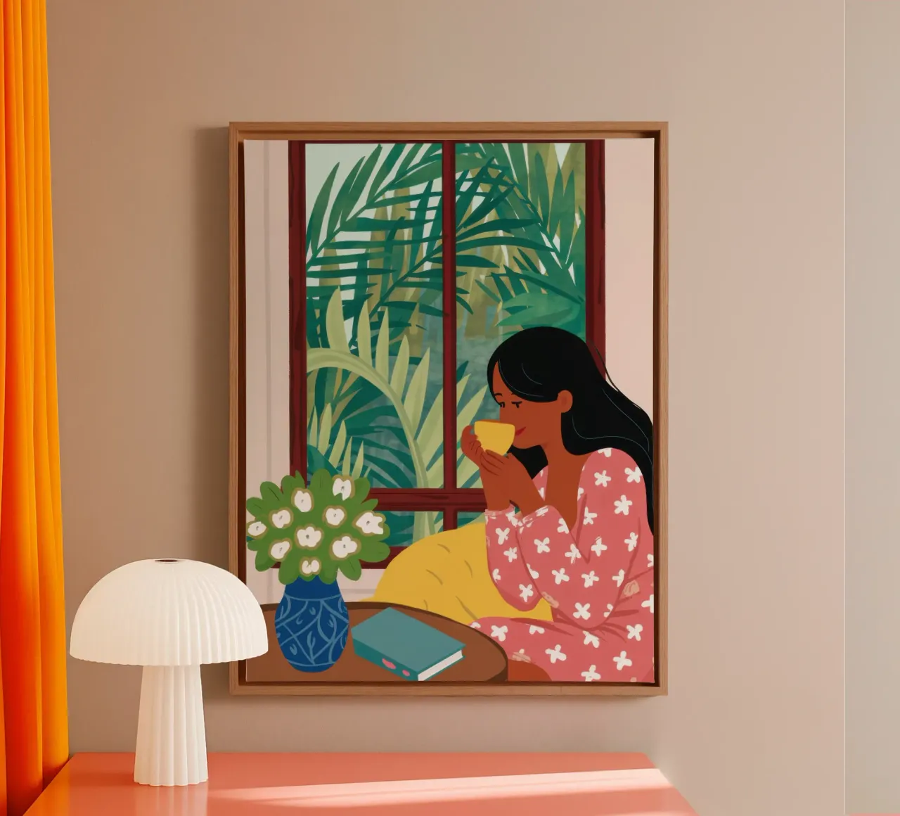 Window Reading Sanctuary canvas with Floater frame by Marigold Tiga