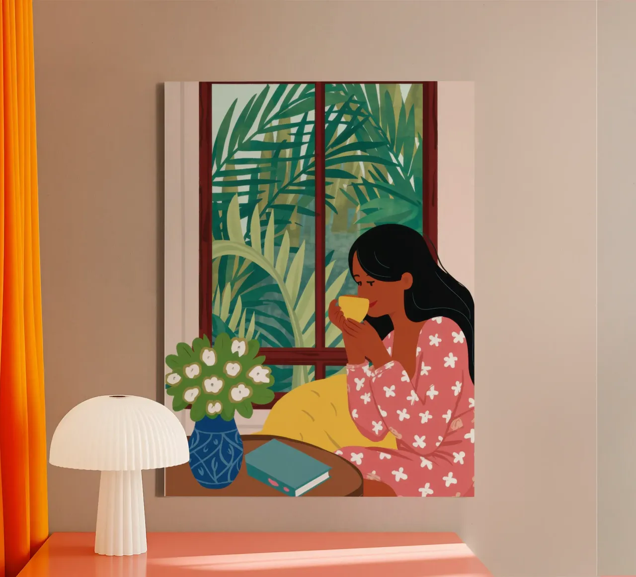 Window Reading Sanctuary canvas with Floater frame by Marigold Tiga