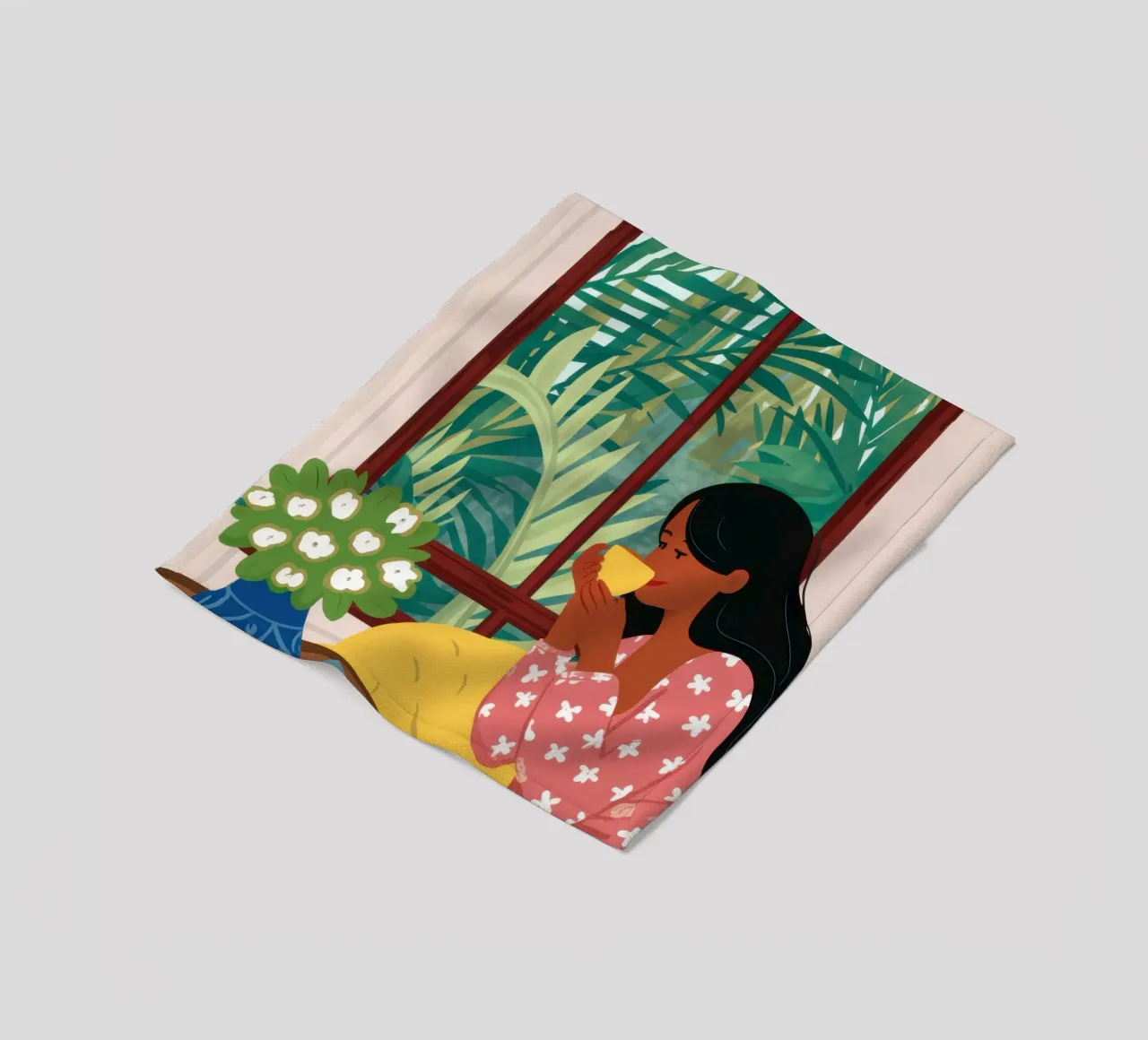 Window Reading Sanctuary fleece blanket by Marigold Tiga