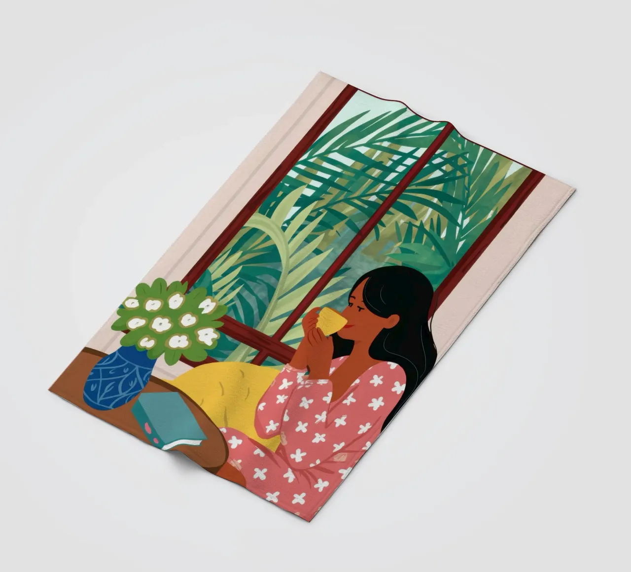 Window Reading Sanctuary fleece blanket by Marigold Tiga