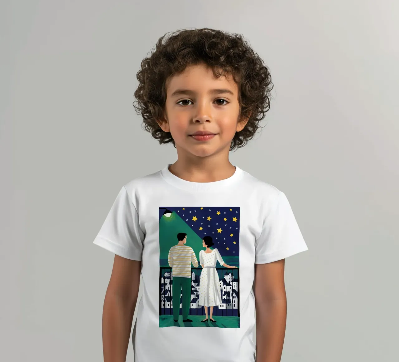 Couple on Balcony kids t-shirt by Sentinel Glow