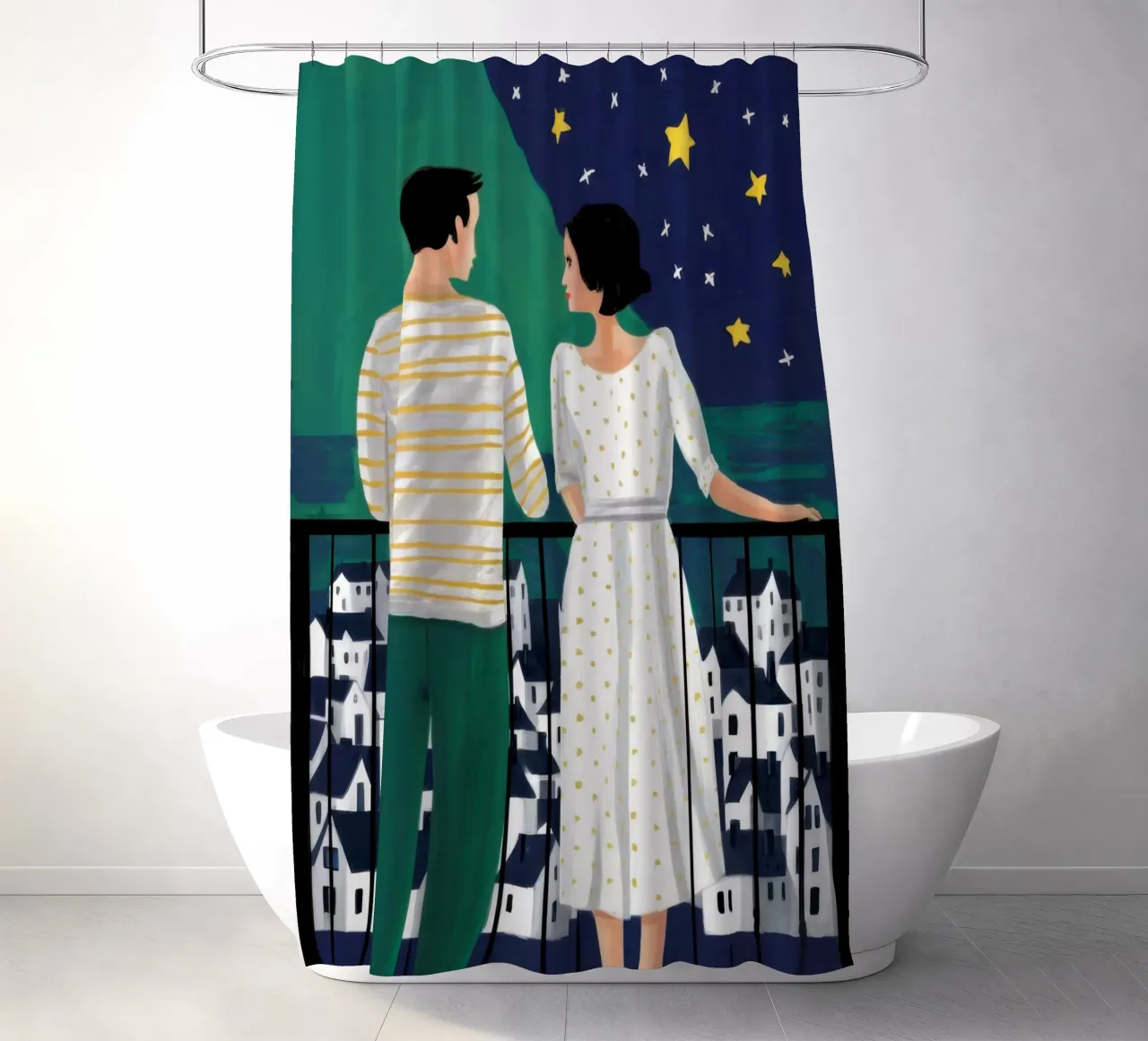 Coppia sul balcone tenda da doccia da Sentinel Glow