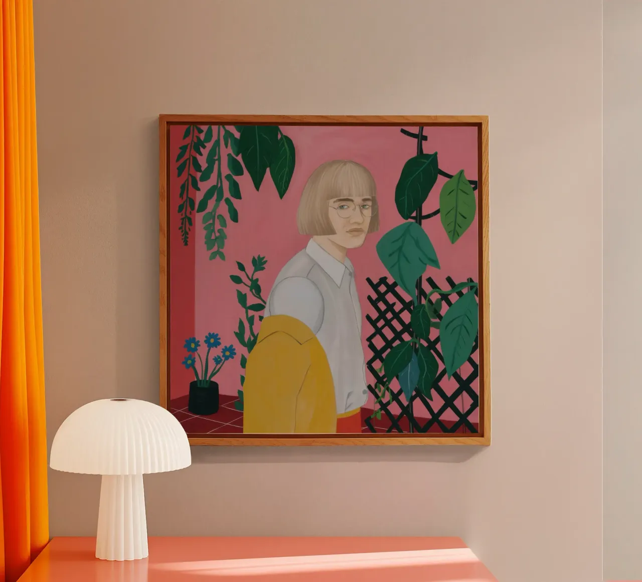 Bionda con pianta plexiglass da Pale Aura