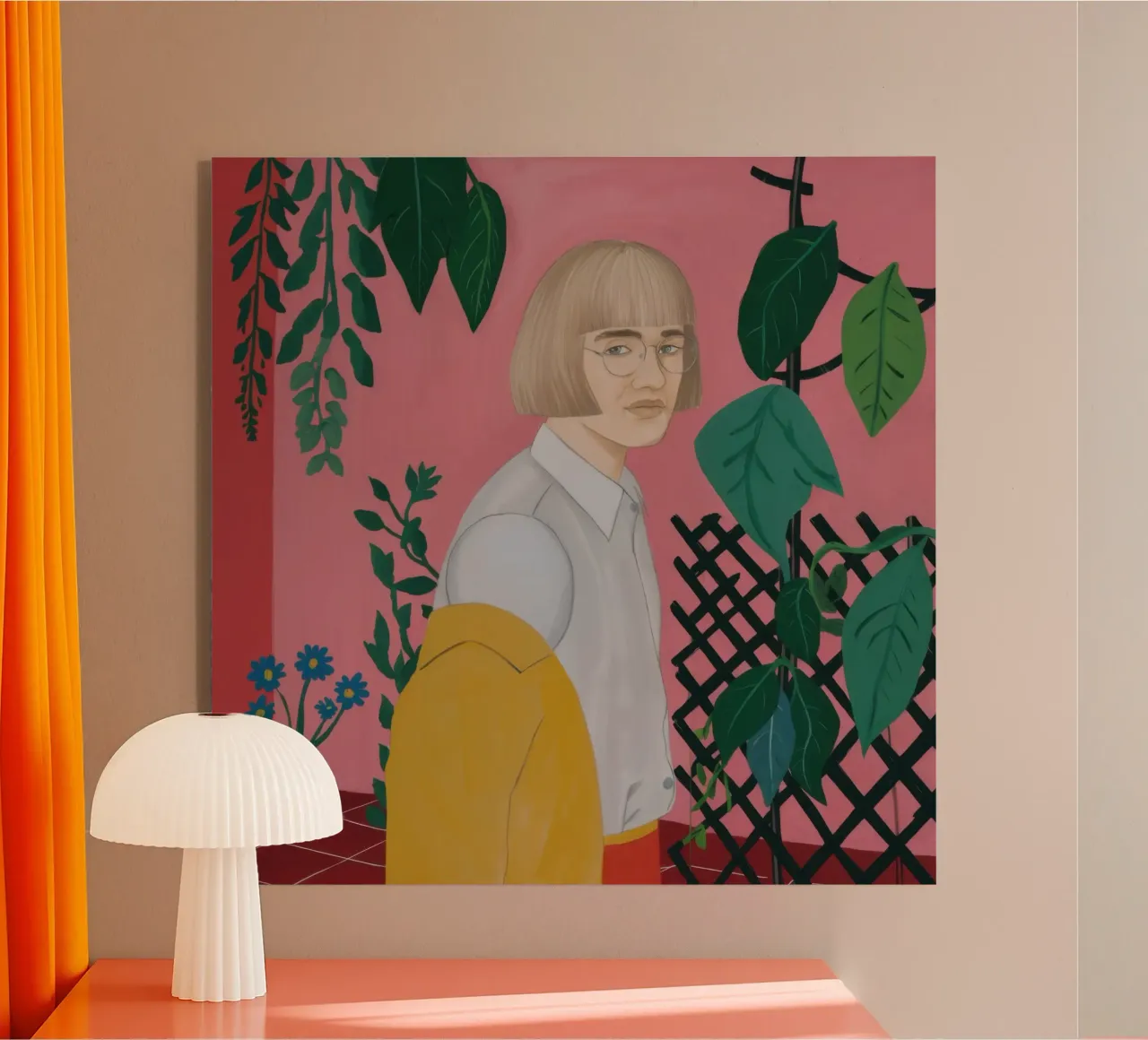 Bionda con pianta plexiglass da Pale Aura