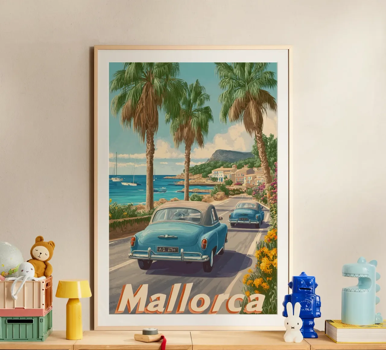 Mallorca Vintage Car poster van Vintage Travel Art