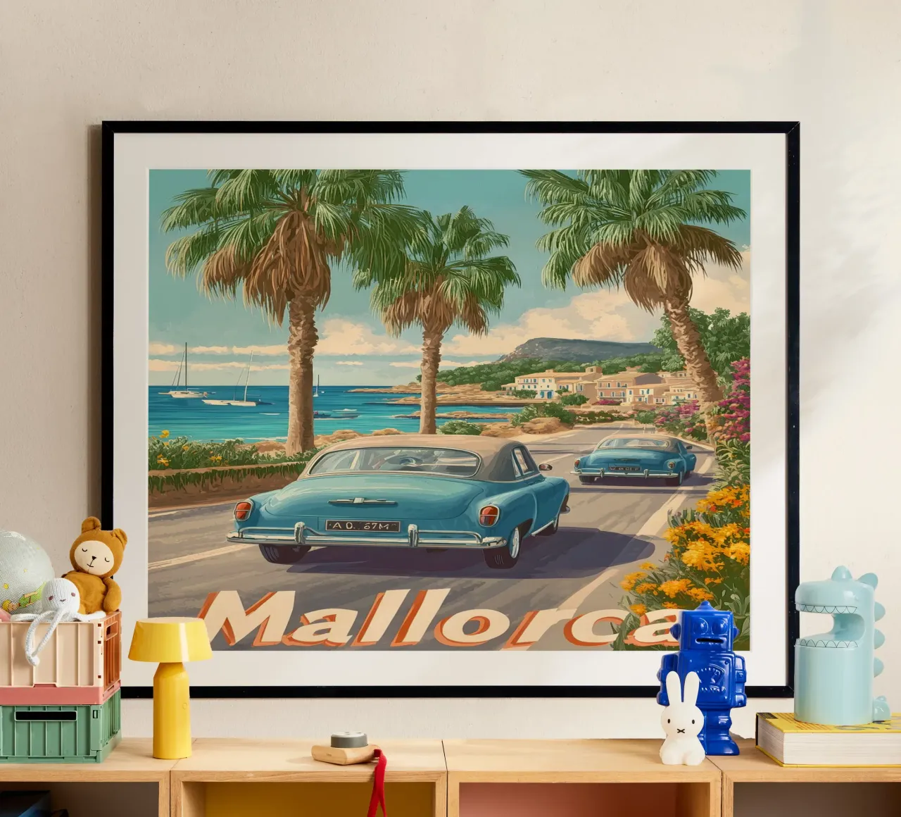 Mallorca Vintage Car poster van Vintage Travel Art