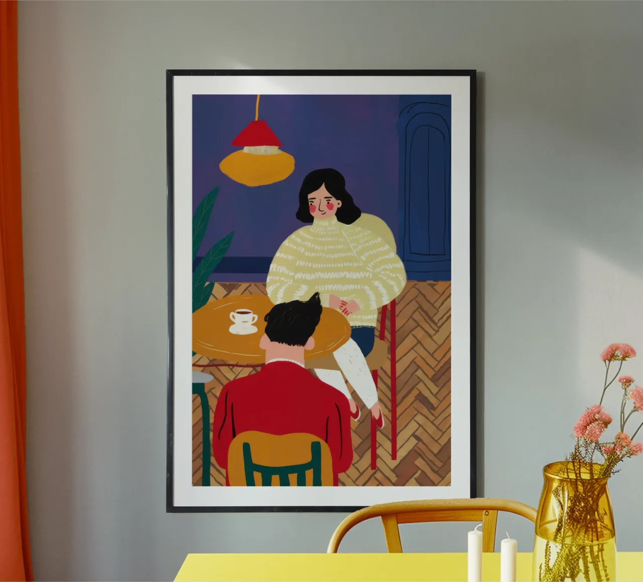 Skurriles Chaos auf dem Schreibtisch Poster mit Kunststoffrahmen von Sentinel Glow