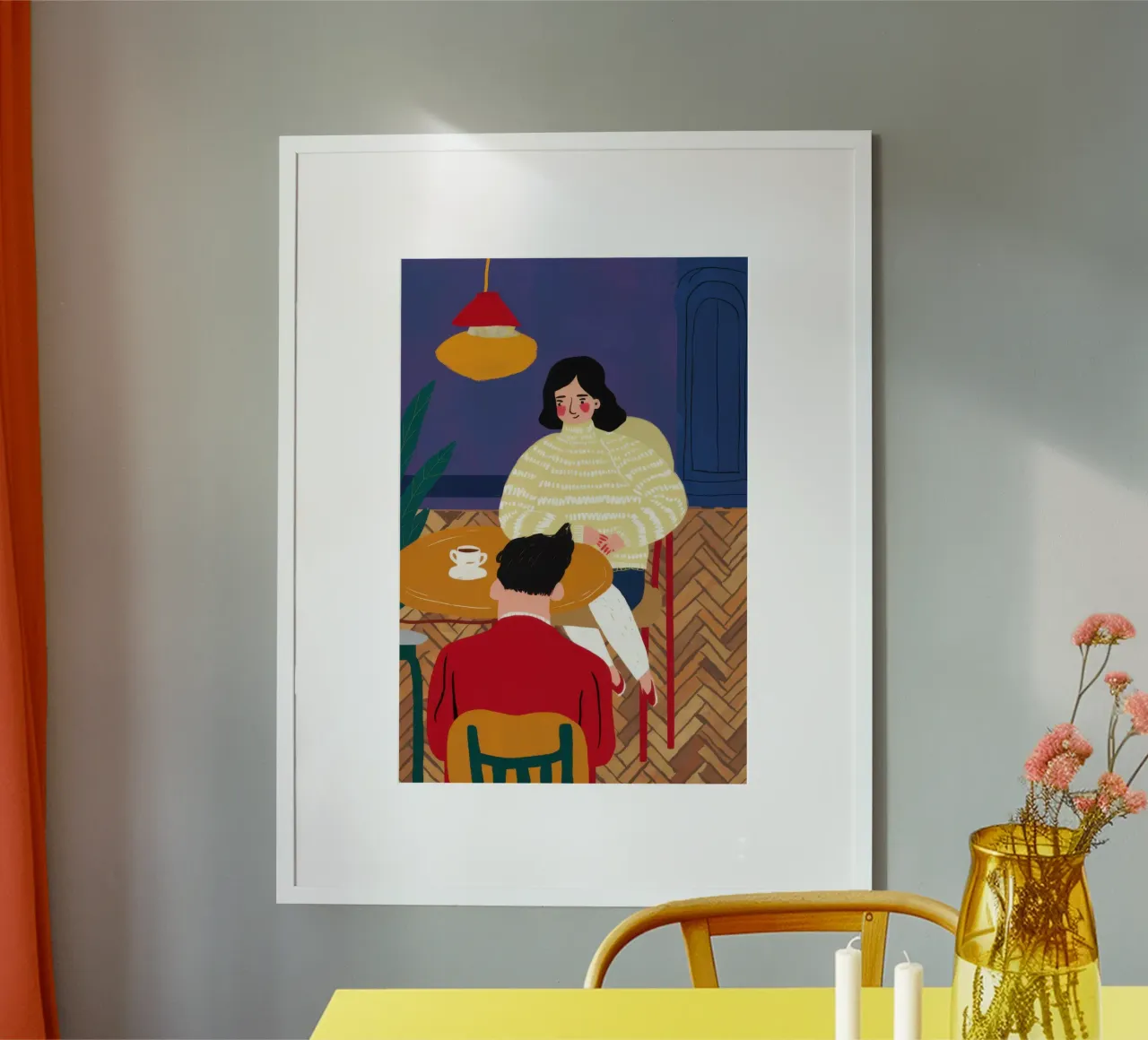 Skurriles Chaos auf dem Schreibtisch Poster mit Kunststoffrahmen von Sentinel Glow