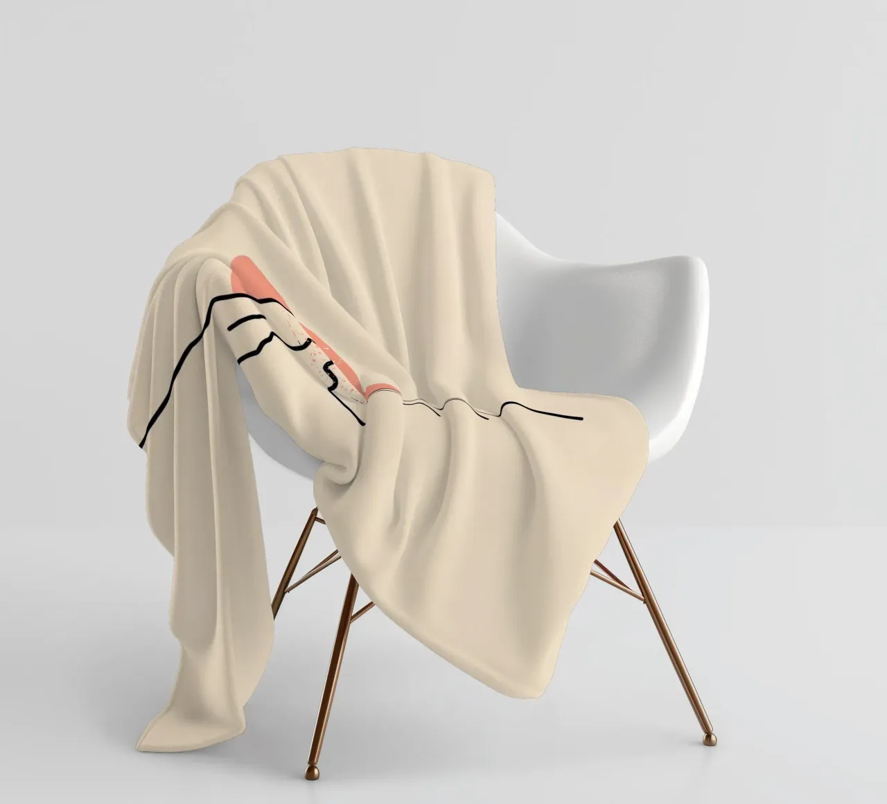 Stylized mountain range with minimalist sun in background fleece blanket by DesignDoodle