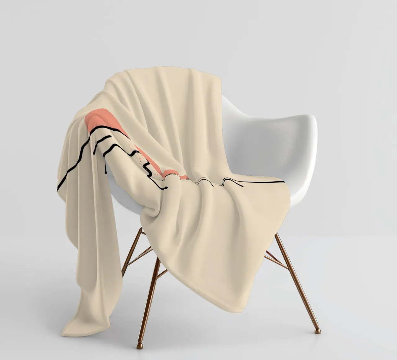 Stylized mountain range with minimalist sun in background fleece blanket by DesignDoodle