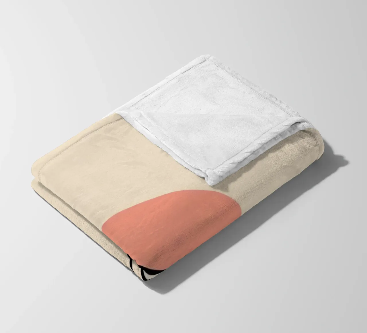 Stylized mountain range with minimalist sun in background fleece blanket by DesignDoodle