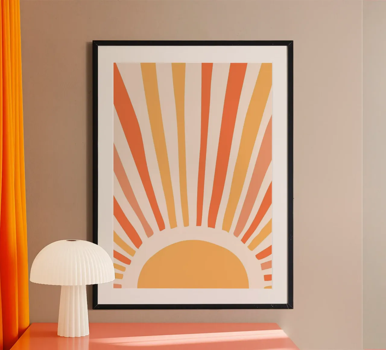 Poster Sole colorato poster con telaio in legno da muench benjamin