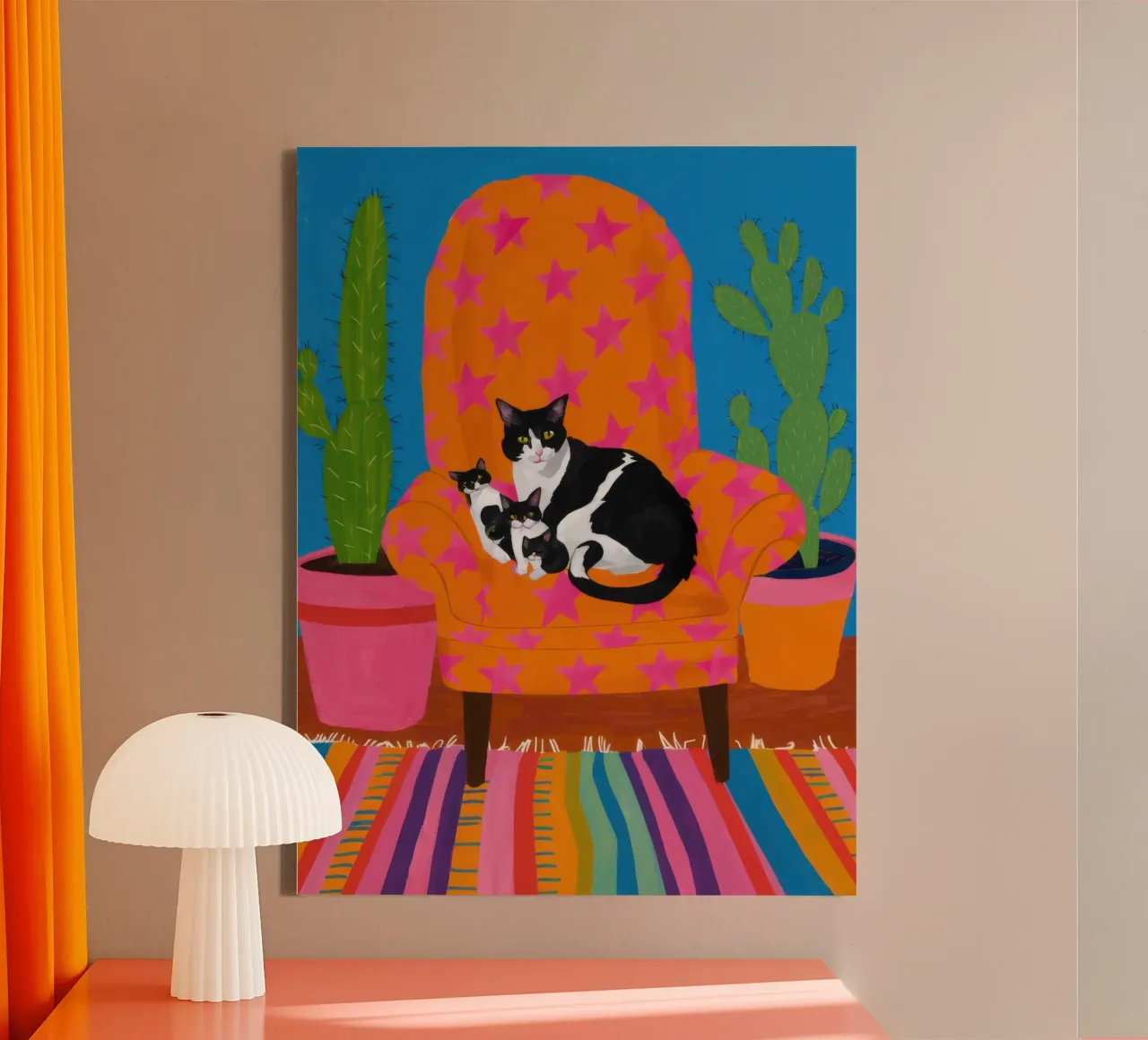 Poltrona arancione Catnap tela con Cornice a cassetta da Marigold Tiga