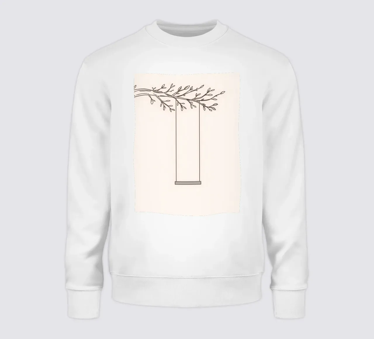 Lege schommel hangend aan een boomtak in een minimalistische kunst sweatshirt van DesignDoodle