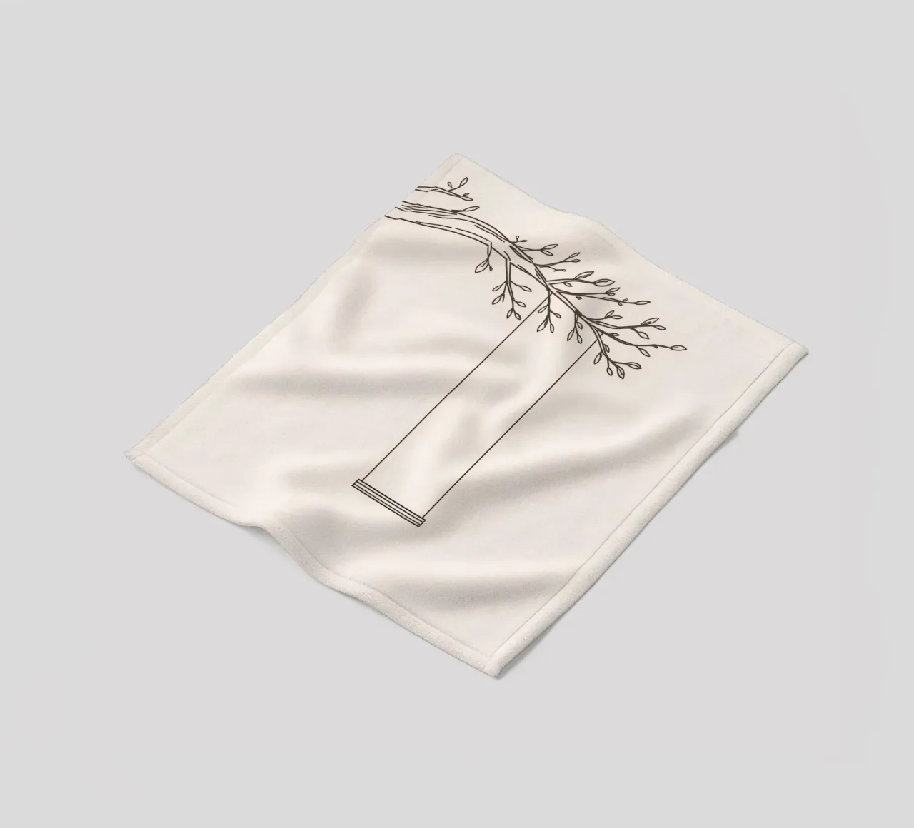 Empty swing hanging from a tree branch in a minimalist art fleece blanket by DesignDoodle