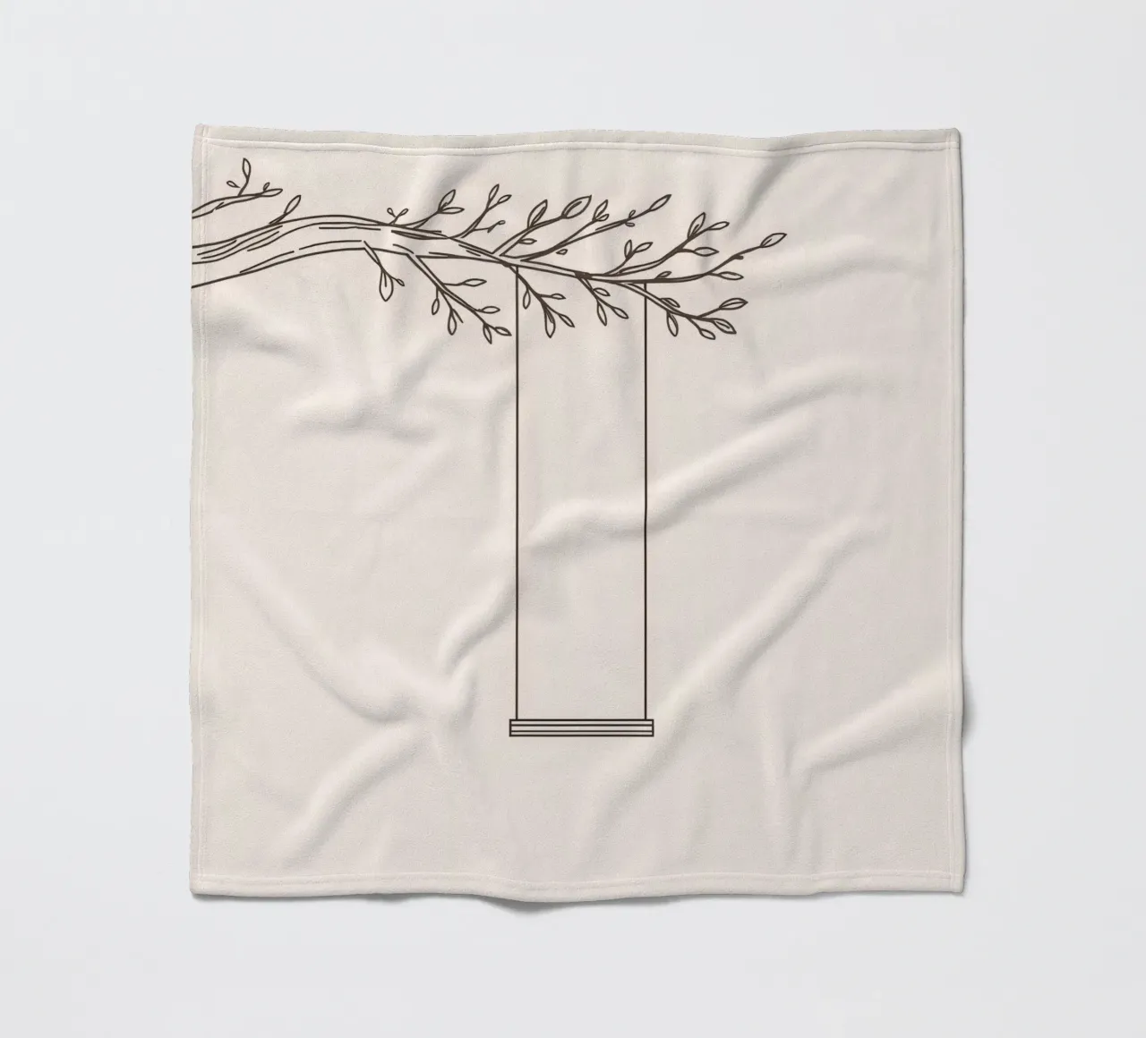Empty swing hanging from a tree branch in a minimalist art fleece blanket by DesignDoodle