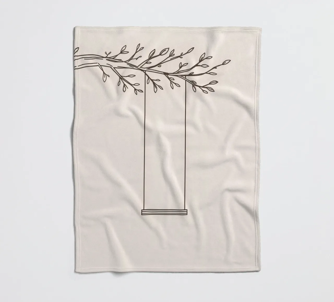 Empty swing hanging from a tree branch in a minimalist art fleece blanket by DesignDoodle