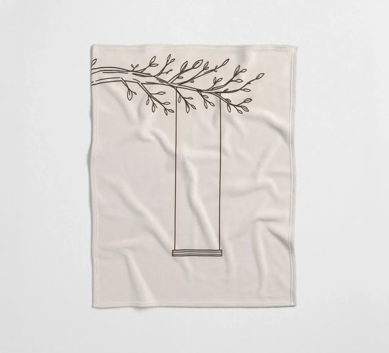 Empty swing hanging from a tree branch in a minimalist art fleece blanket by DesignDoodle