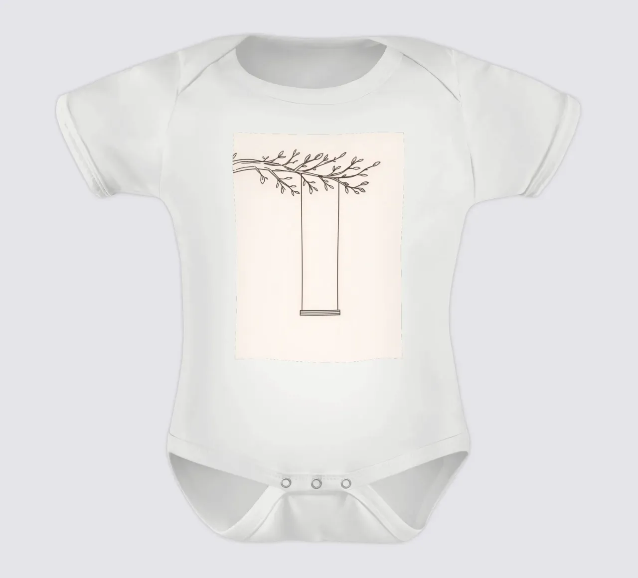 Altalena vuota appesa al ramo di un albero in un'arte minimalista body neonato maniche corte da DesignDoodle