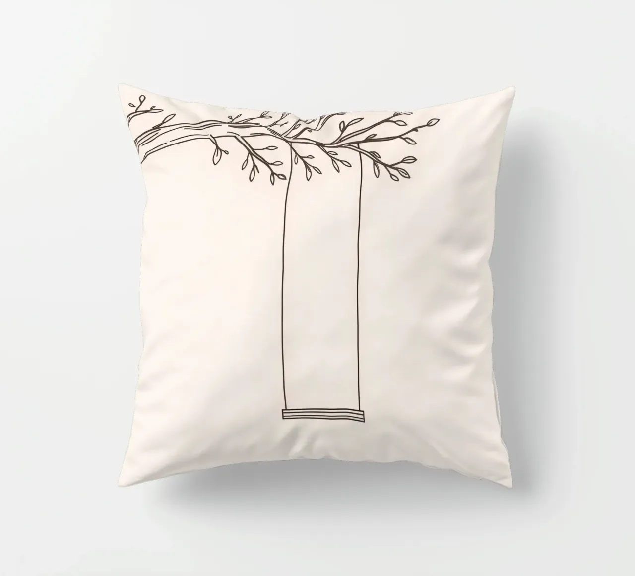 Empty swing hanging from a tree branch in a minimalist art decorative cushion by DesignDoodle