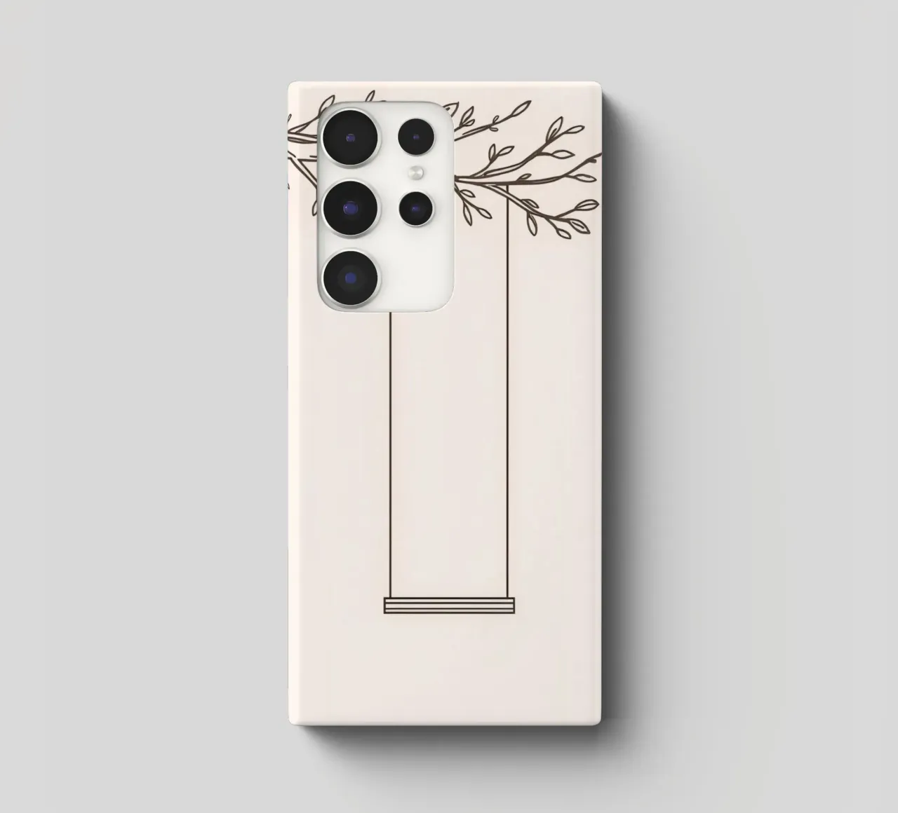 Empty swing hanging from a tree branch in a minimalist art samsung phone case by DesignDoodle