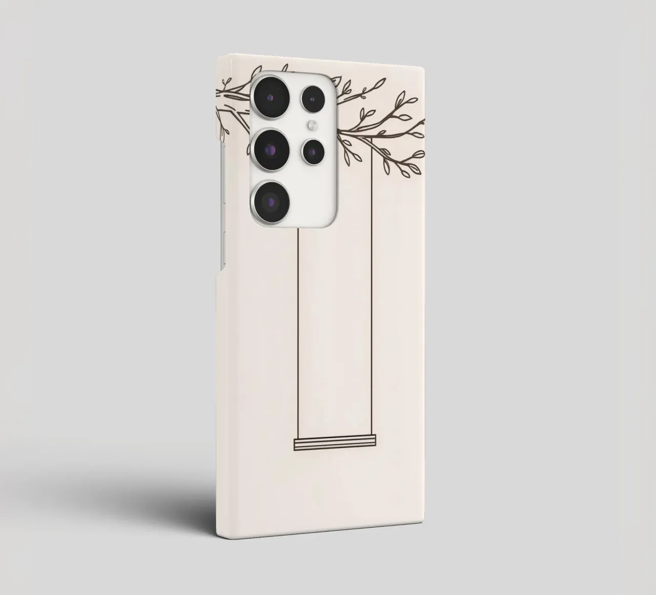 Empty swing hanging from a tree branch in a minimalist art samsung phone case by DesignDoodle