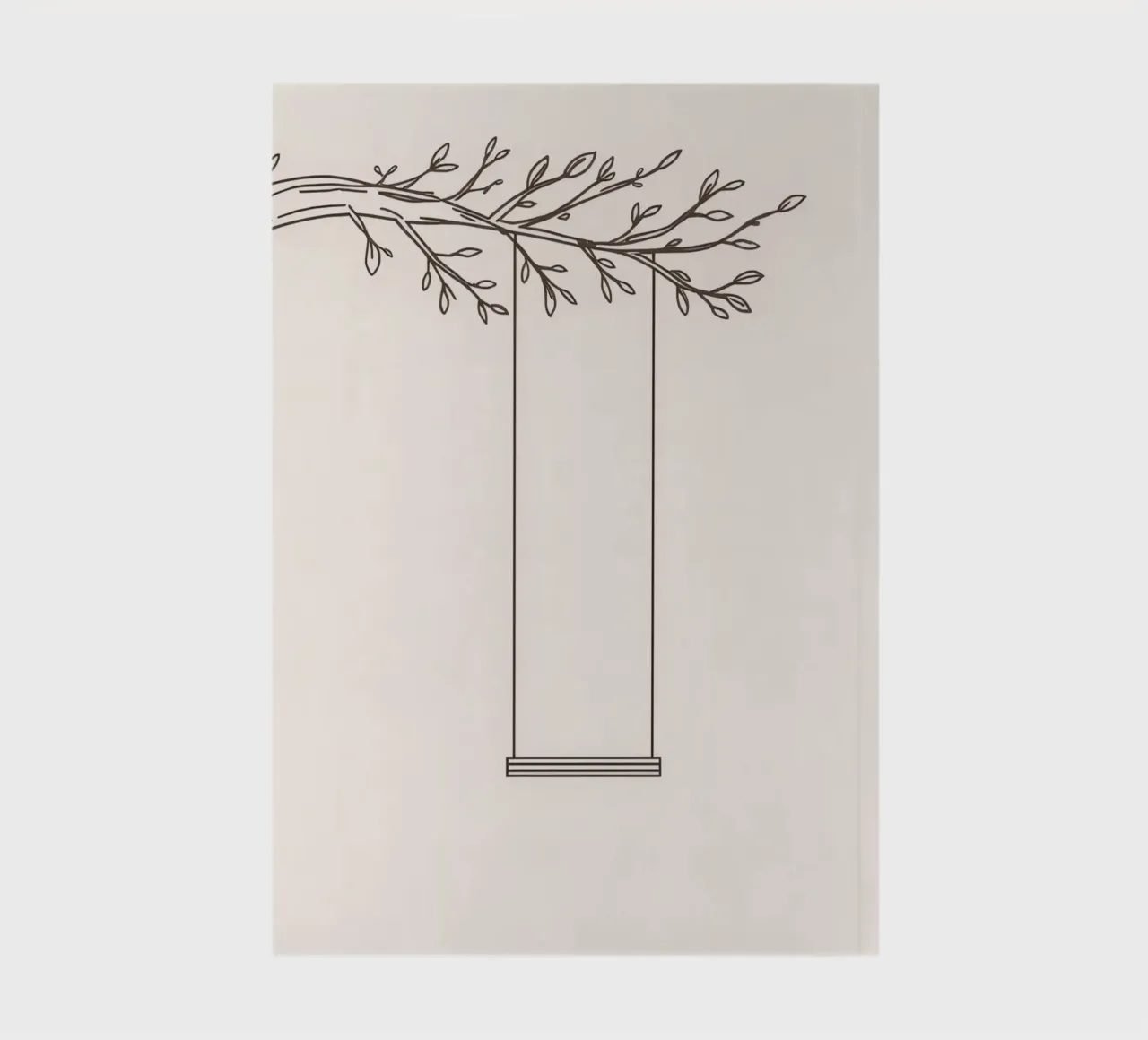 Empty swing hanging from a tree branch in a minimalist art notebook by DesignDoodle