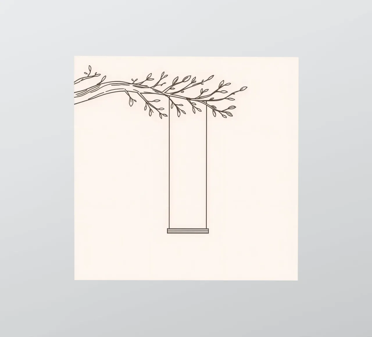 Empty swing hanging from a tree branch in a minimalist art sticker by DesignDoodle