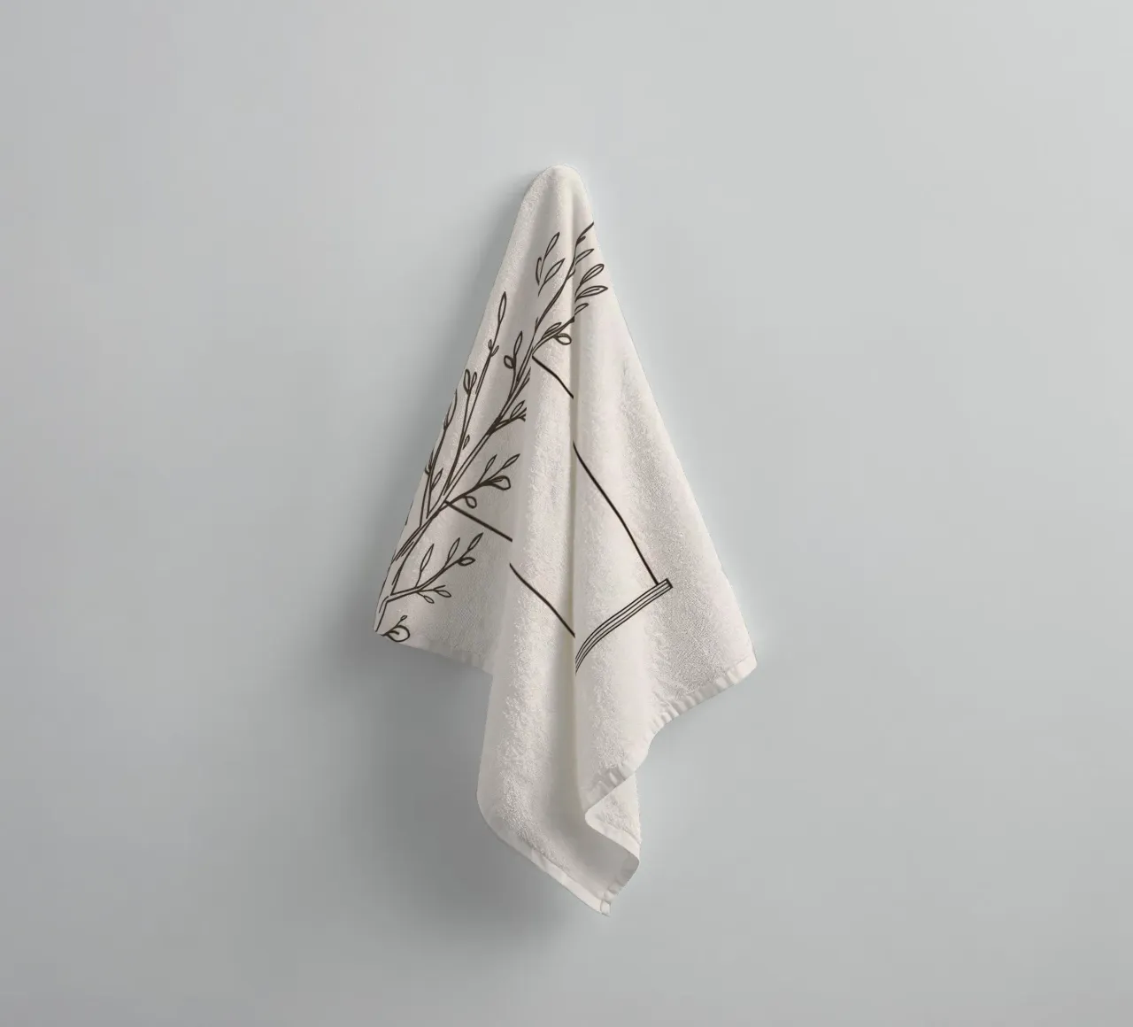 Empty swing hanging from a tree branch in a minimalist art towel by DesignDoodle