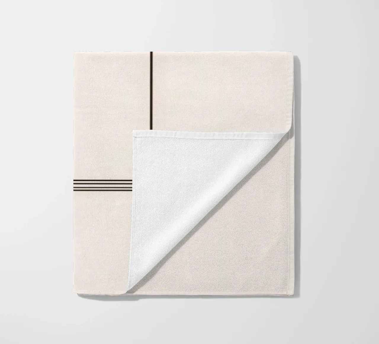 Empty swing hanging from a tree branch in a minimalist art beach towel by DesignDoodle