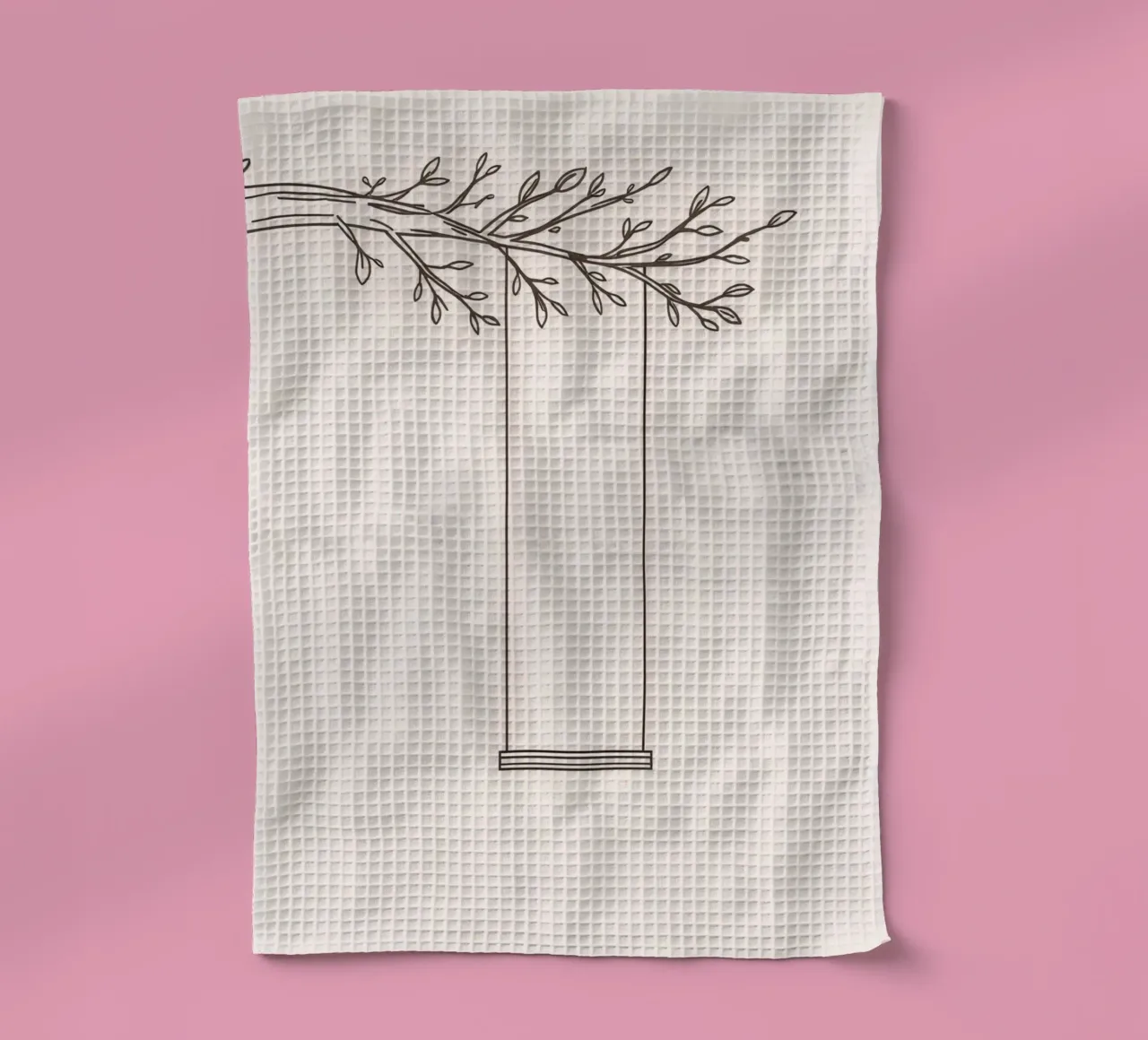 Altalena vuota appesa al ramo di un albero in un'arte minimalista canovaccio da cucina da DesignDoodle