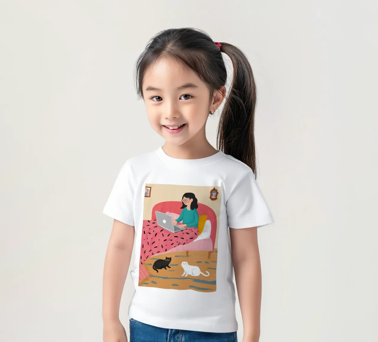 Computer portatile a letto t-shirt bambini da Marigold Tiga